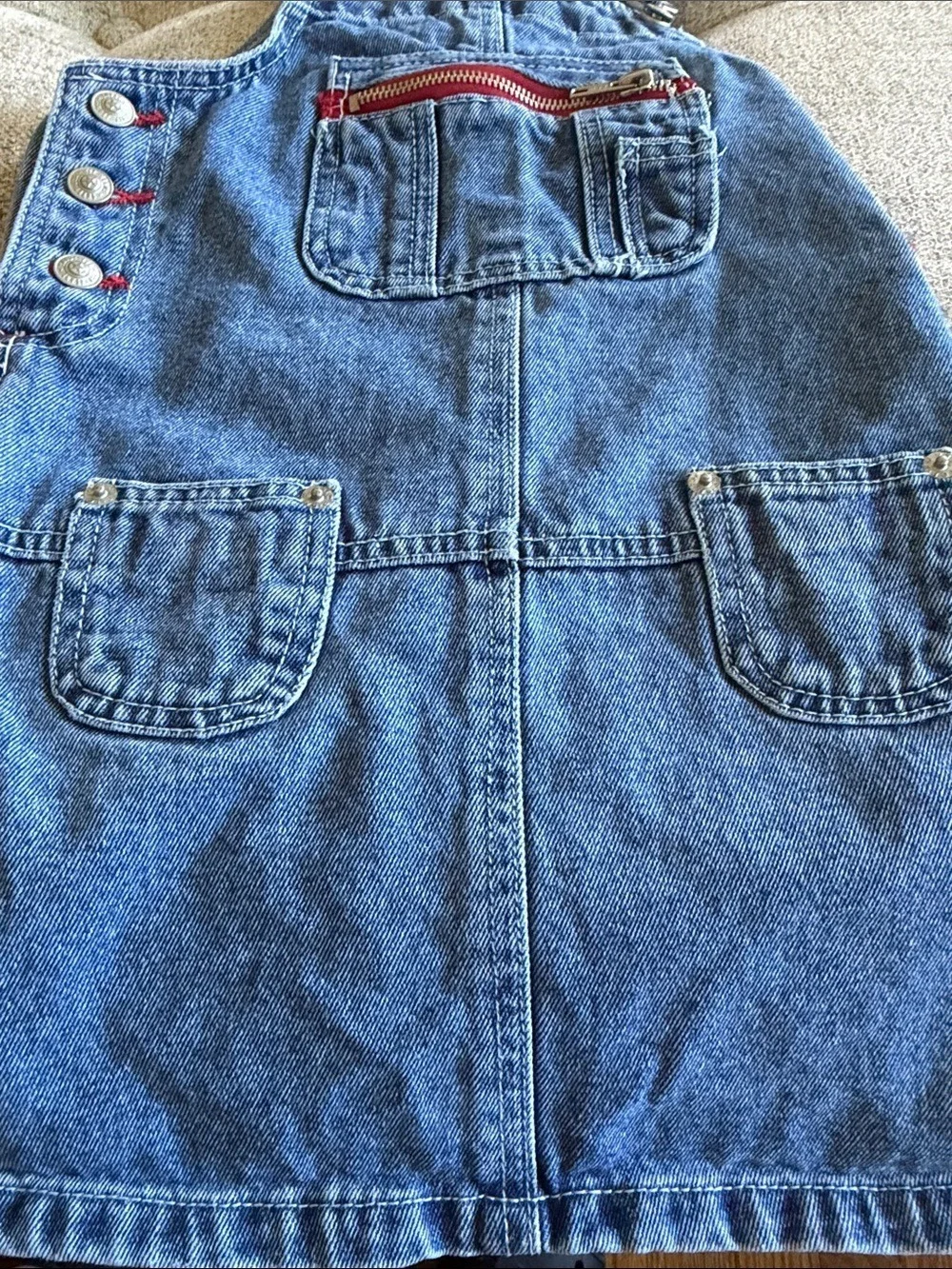 TCP vintage Jeans Girls Denim Overall Dress Size 5/6 Blue Adjustable Strap